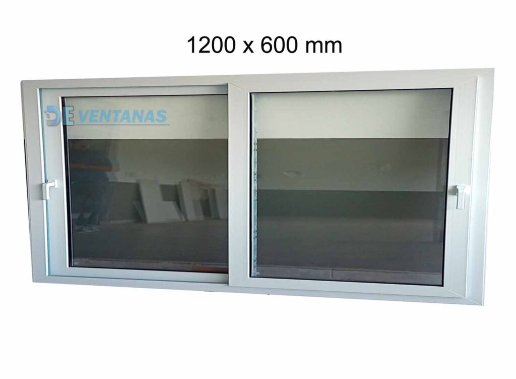 Ventana corrediza 1200 x 600 mm Doble vidrio templado