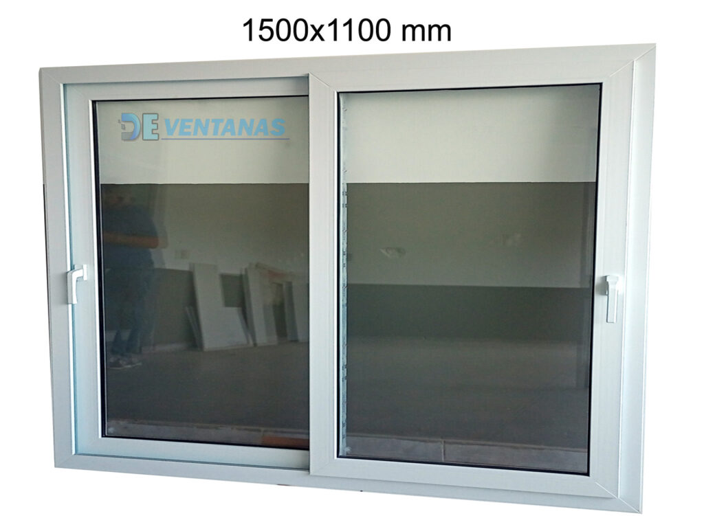 Ventana corrediza 1500 x 1100 mm Doble vidrio templado
