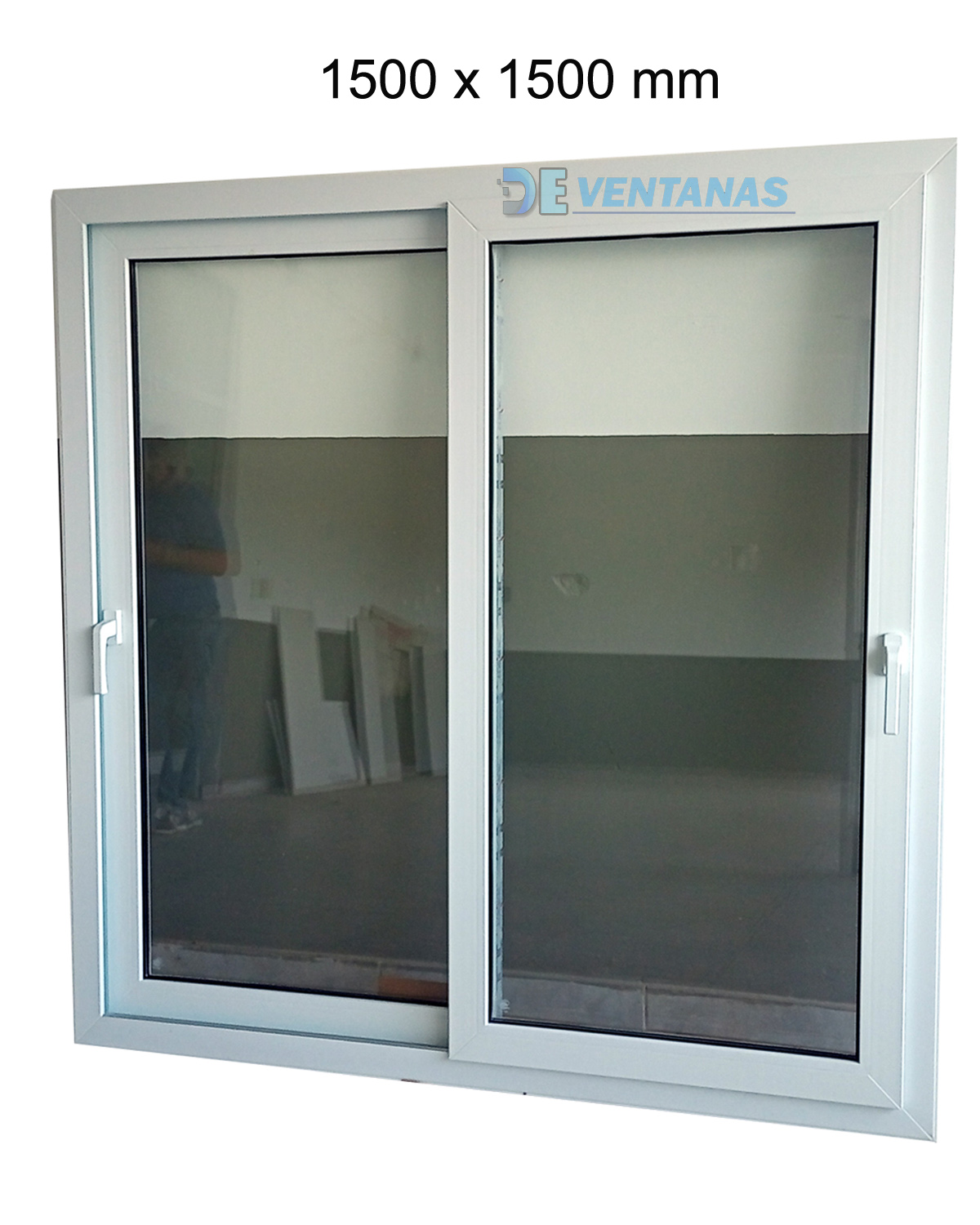 Ventana corrediza 1500 x 1500 mm Doble vidrio templado