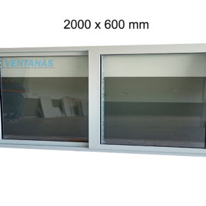 Ventana corrediza 2000 x 600 mm Doble vidrio templado