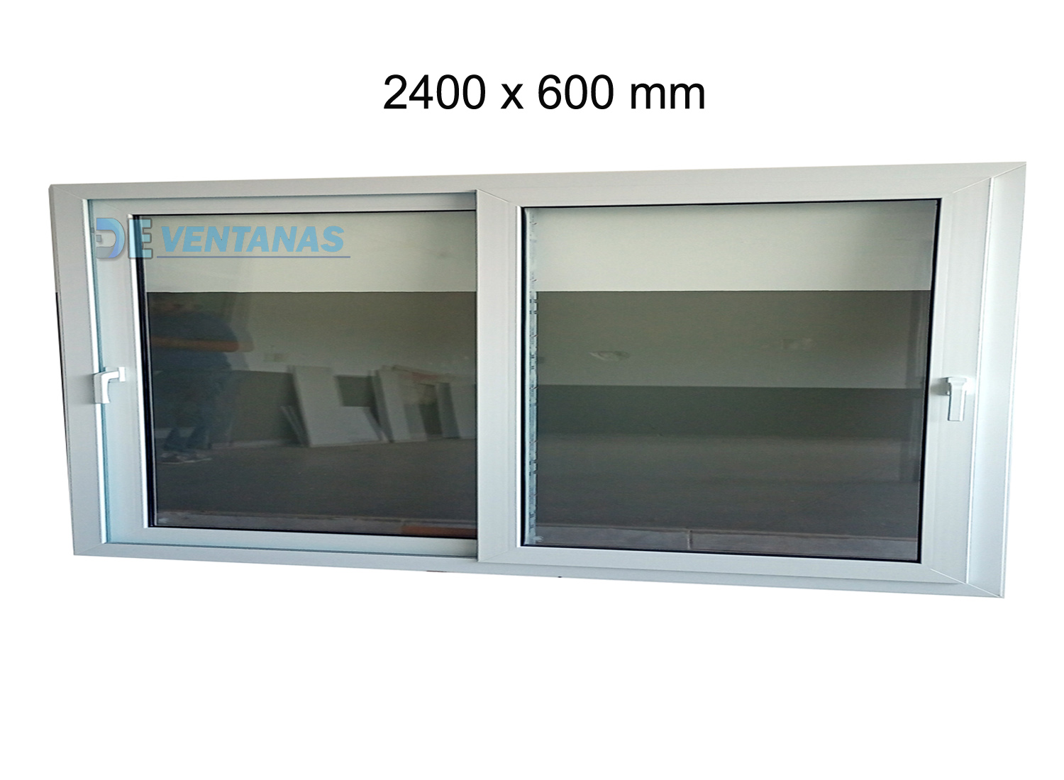 Ventana corrediza 2400 x 600 mm Doble vidrio templado